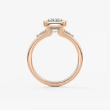 Elongated Cushion Three Stone Bezel Lab Grown Diamond Engagement Ring