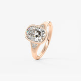 Elongated Cushion Three Stone Bezel Lab Grown Diamond Engagement Ring