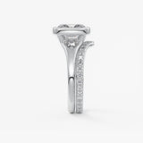 Elongated Cushion Three Stone Bezel Lab Grown Diamond Engagement Ring