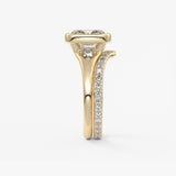 Elongated Cushion Three Stone Bezel Lab Grown Diamond Engagement Ring
