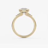 Elongated Cushion Three Stone Bezel Lab Grown Diamond Engagement Ring