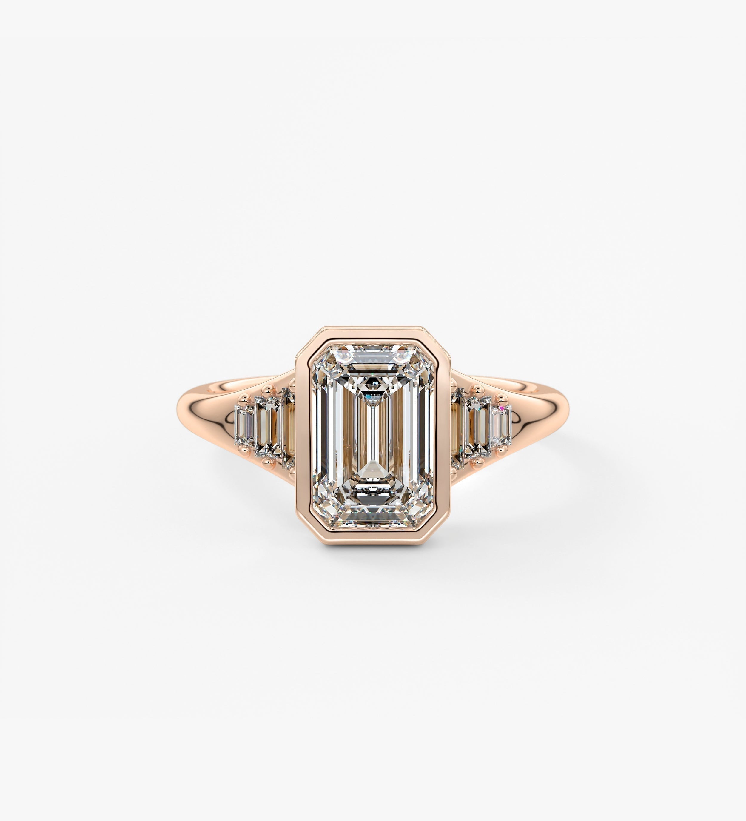 Emerald Cluster Bezel Lab Grown Diamond Engagement Ring