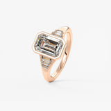 Emerald Cluster Bezel Lab Grown Diamond Engagement Ring