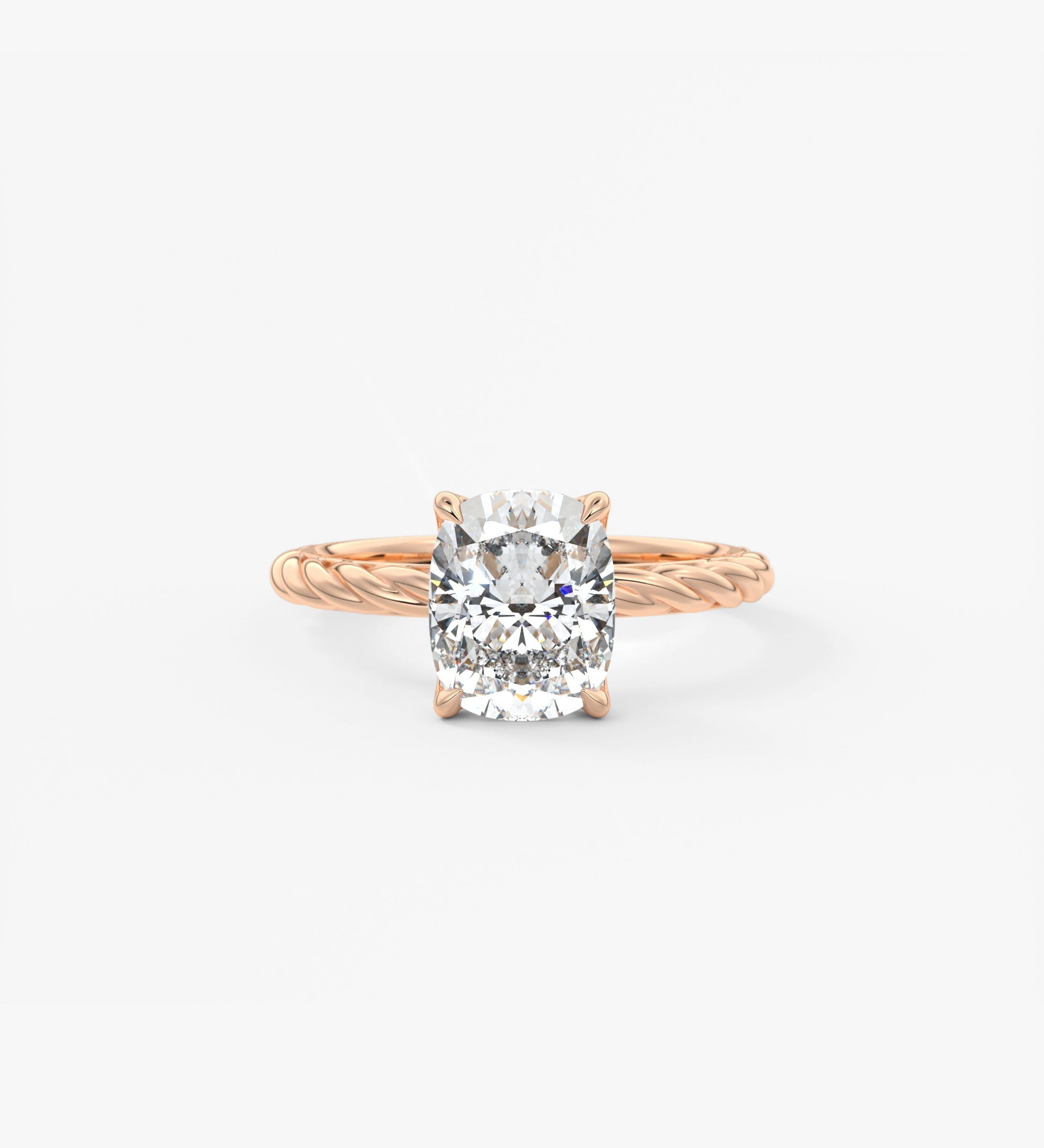 Elongated Cushion Twisted Multi Stones Lab Grown Diamond Engagement Ring