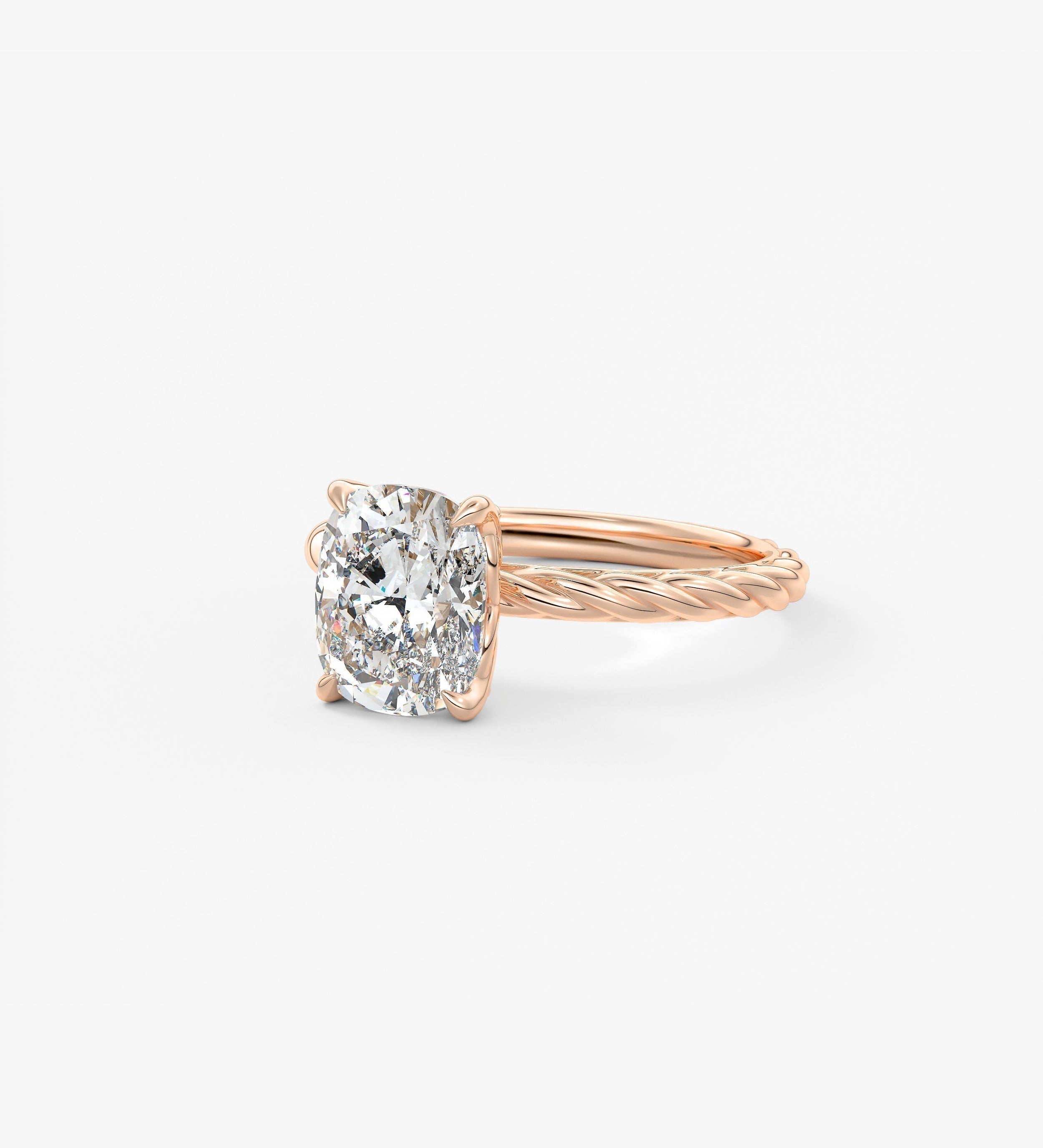 Elongated Cushion Twisted Multi Stones Lab Grown Diamond Engagement Ring