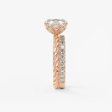 Elongated Cushion Twisted Multi Stones Lab Grown Diamond Engagement Ring