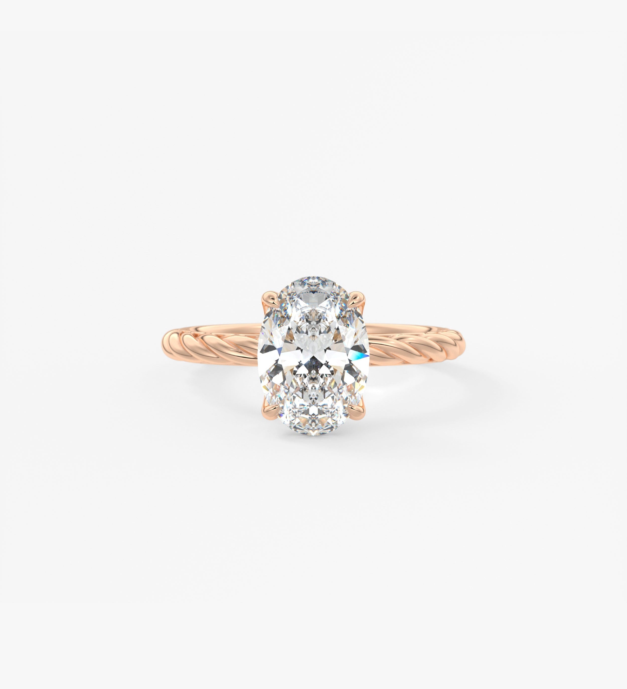 Oval Twisted Multi Stones Lab Grown Diamond Engagement Ring