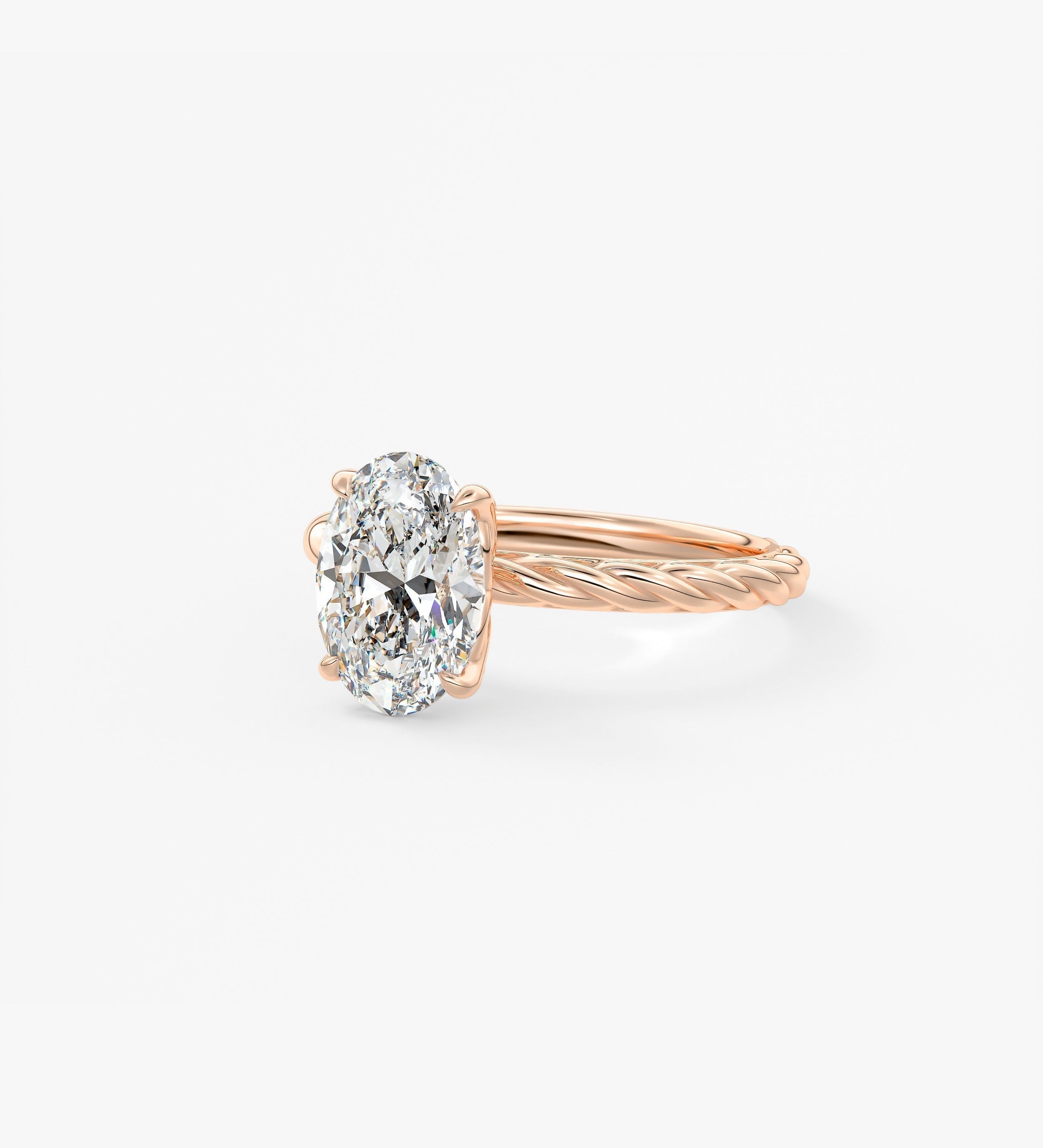 Oval Twisted Multi Stones Lab Grown Diamond Engagement Ring