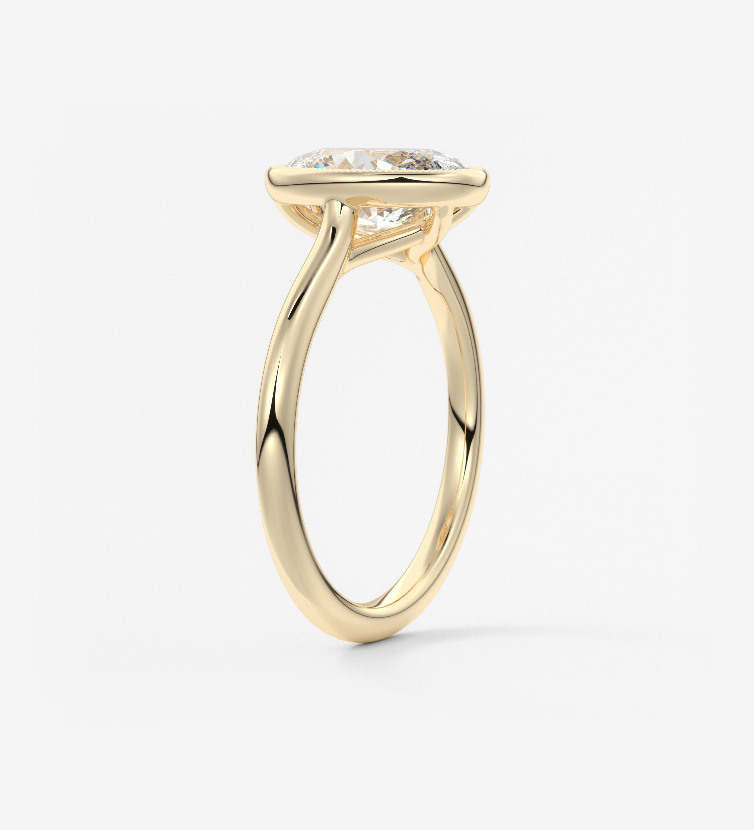 Oval Milgrain Bezel Lab Grown Diamond Engagement Ring