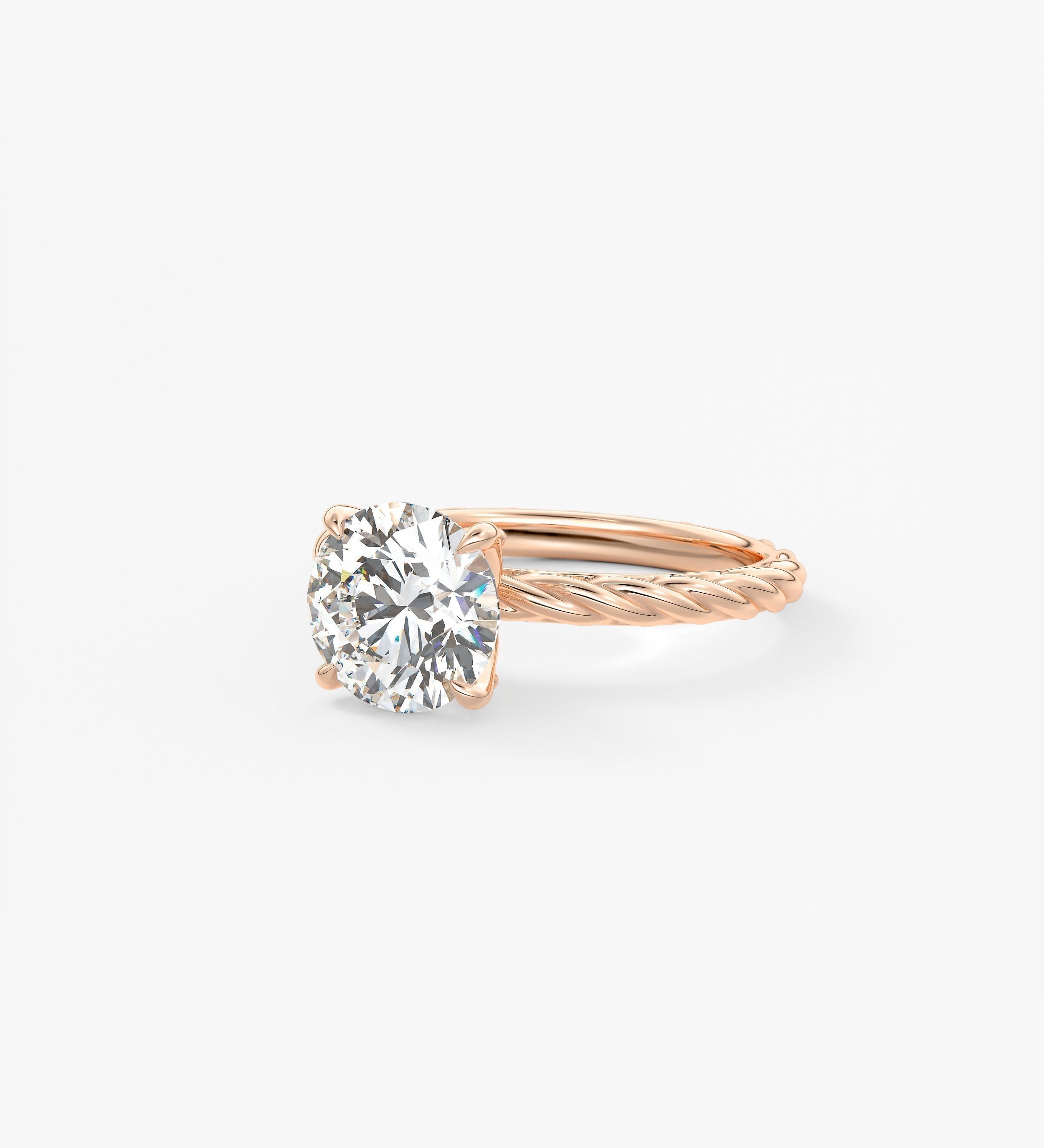 Round Twisted Multi Stones Lab Grown Diamond Engagement Ring