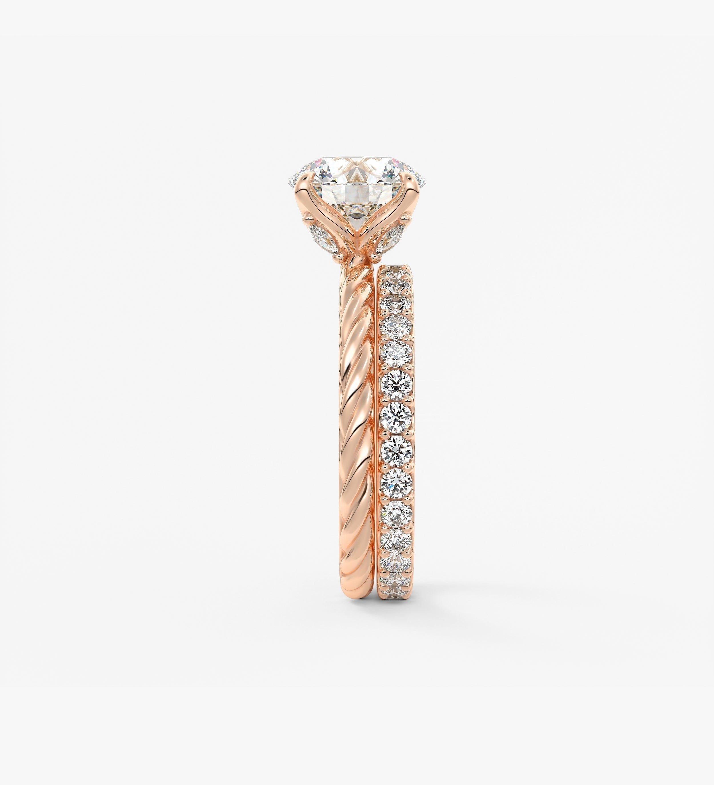 Round Twisted Multi Stones Lab Grown Diamond Engagement Ring