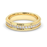 Delicate 0.60 CT Moissanite Eternity Men's Wedding Band with Round Cut Stones in Solid Gold 1