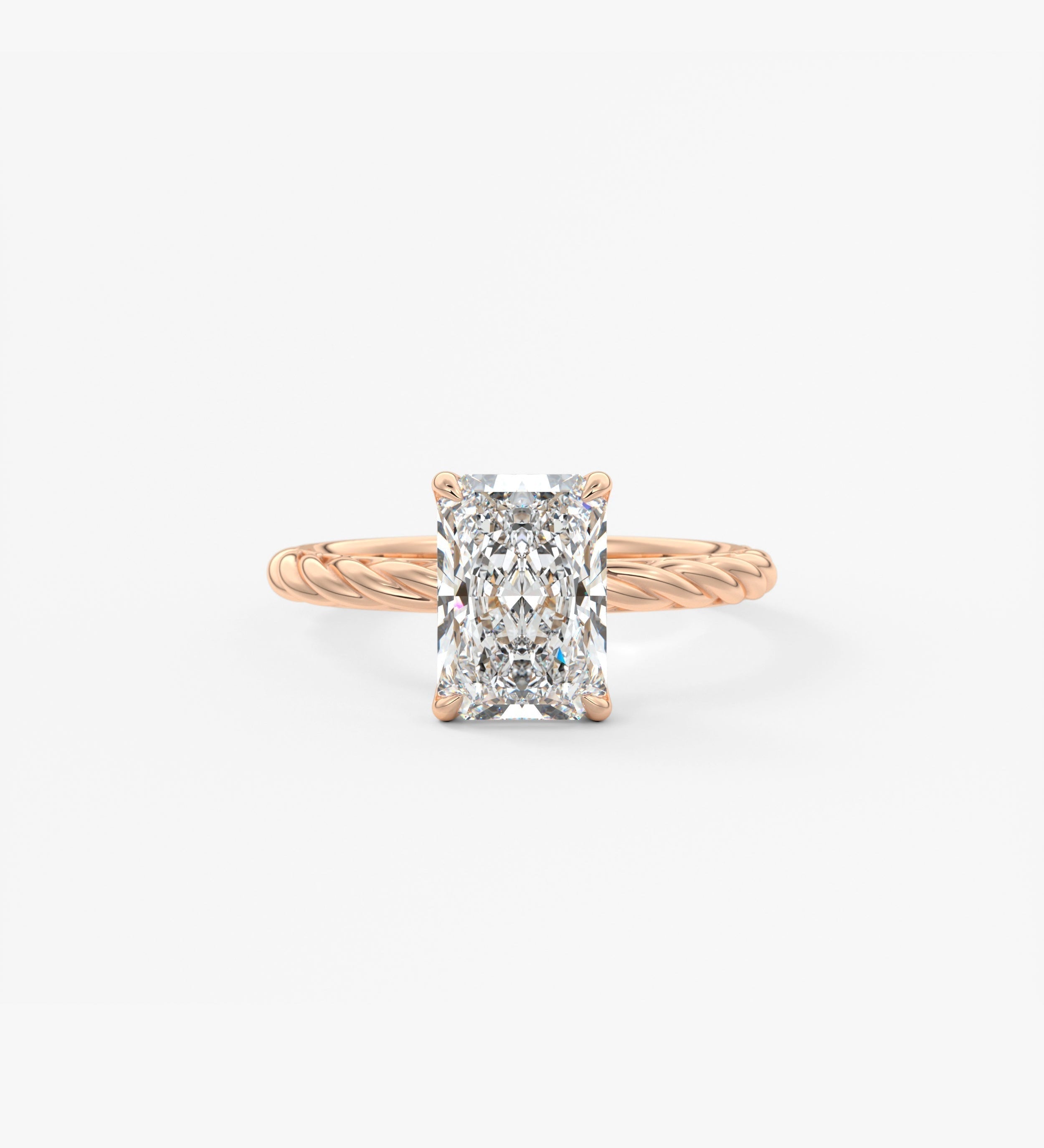 Radiant Twisted Multi Stones Lab Grown Diamond Engagement Ring