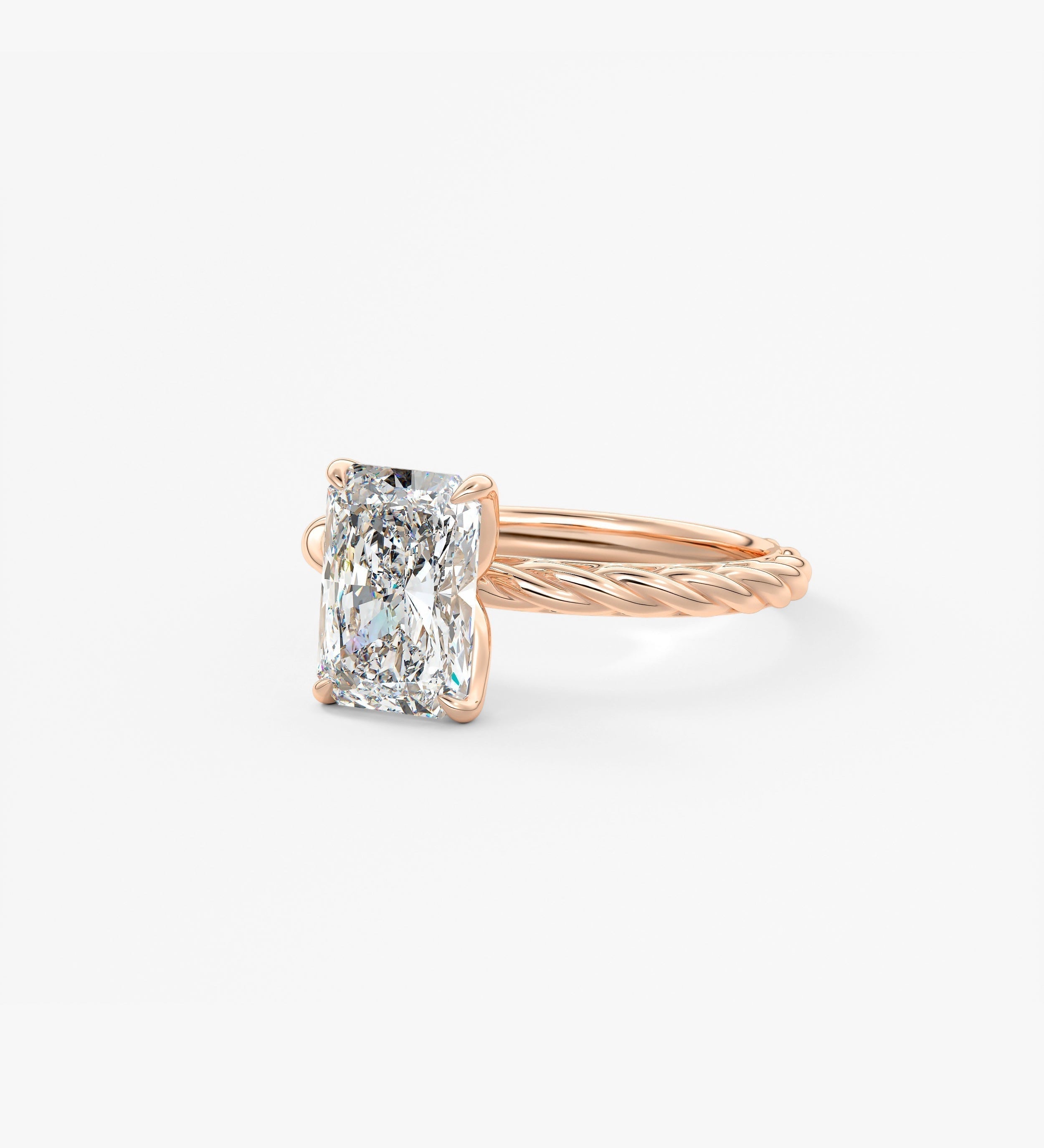 Radiant Twisted Multi Stones Lab Grown Diamond Engagement Ring