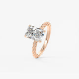Radiant Twisted Multi Stones Lab Grown Diamond Engagement Ring
