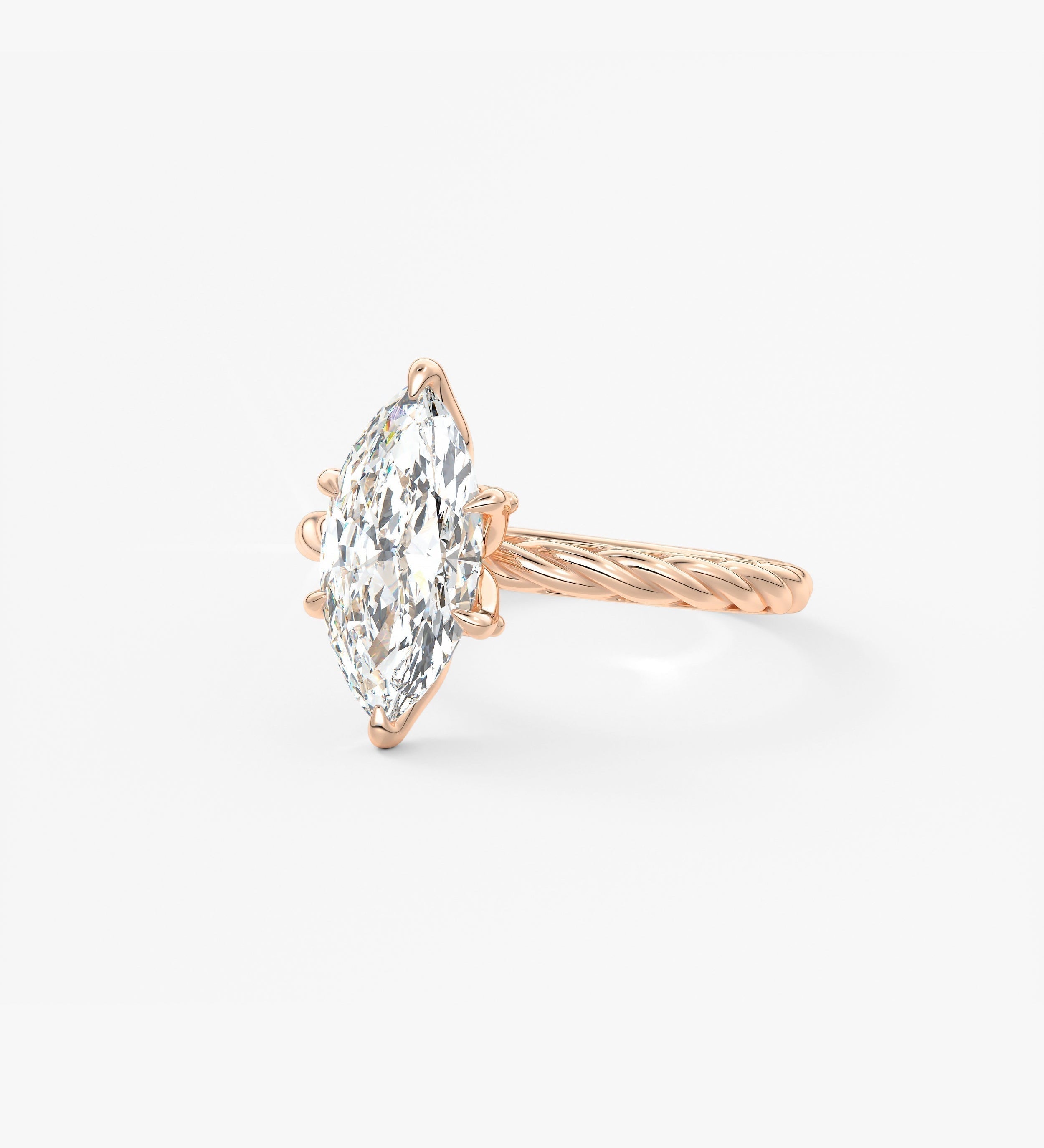 Marquise Twisted Multi Stones Lab Grown Diamond Engagement Ring