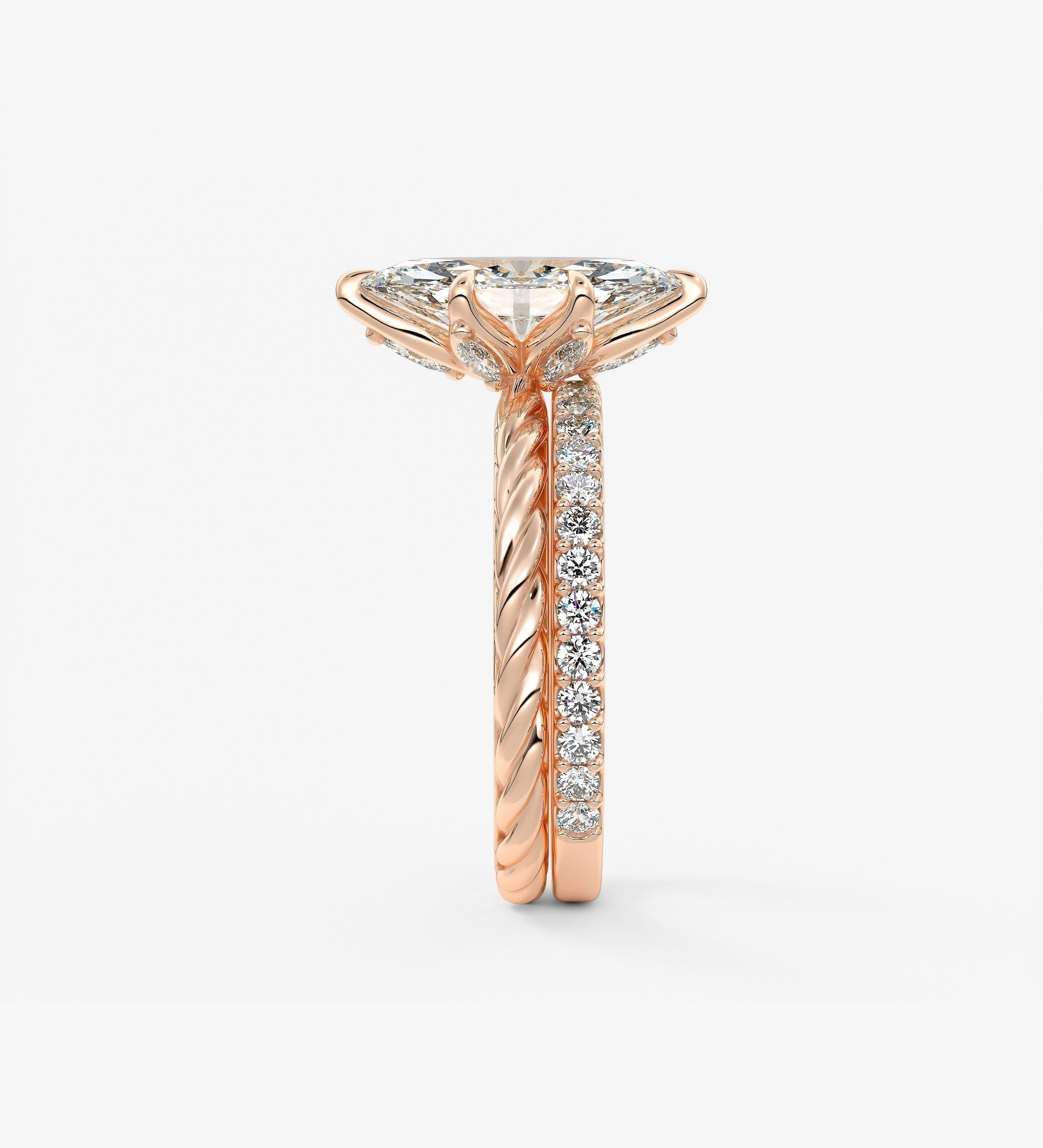 Marquise Twisted Multi Stones Lab Grown Diamond Engagement Ring