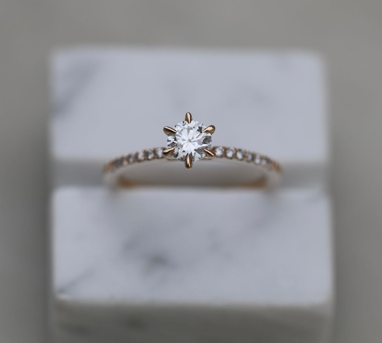 Round Cut Pave Lab Grown Diamond Engagement Ring