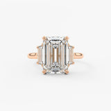 Emerald Three Stone Lab Grown Diamond Engagement Ring
