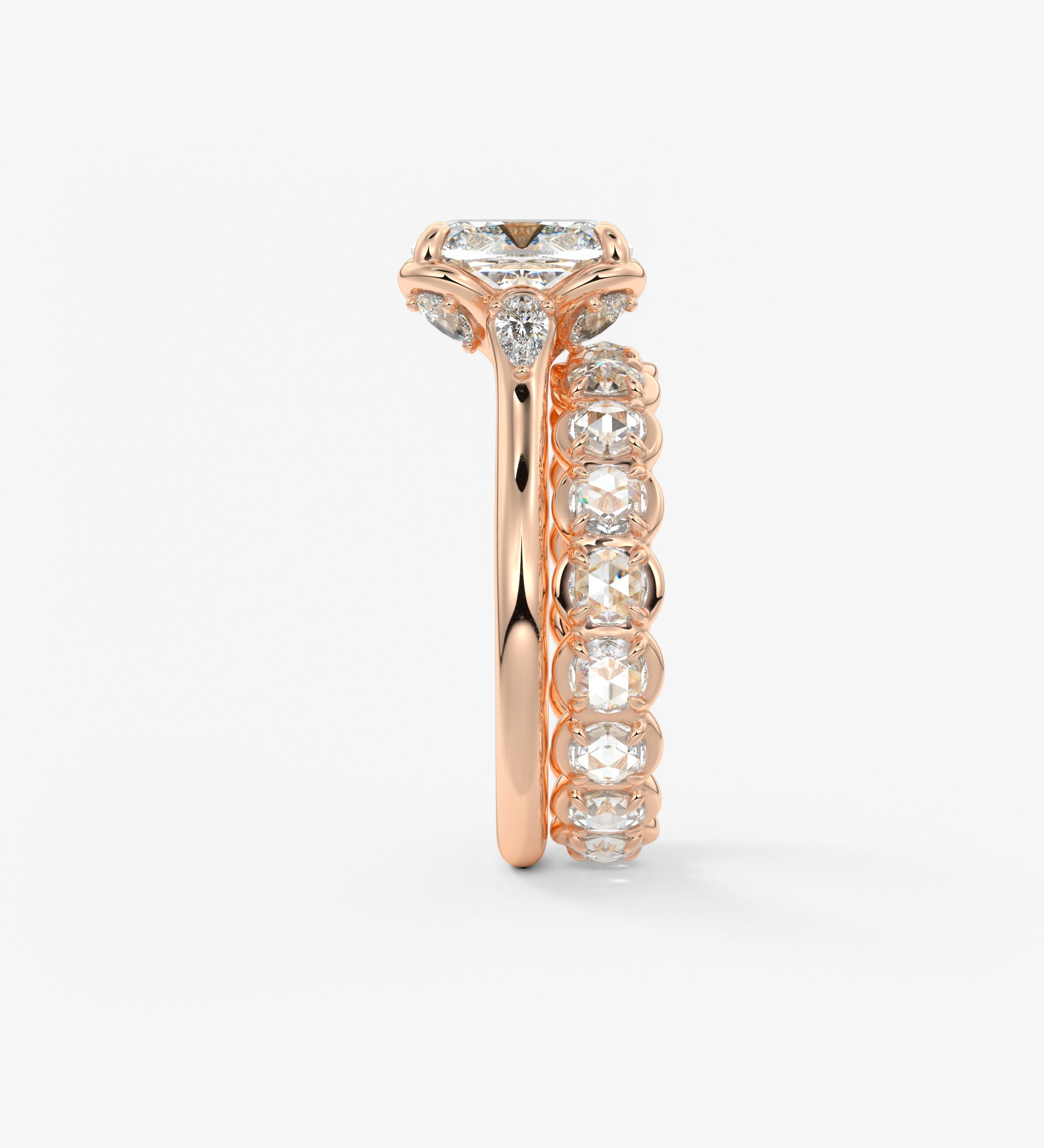 Elongated Cushion Cluster Lab Grown Diamond Engagement Ring
