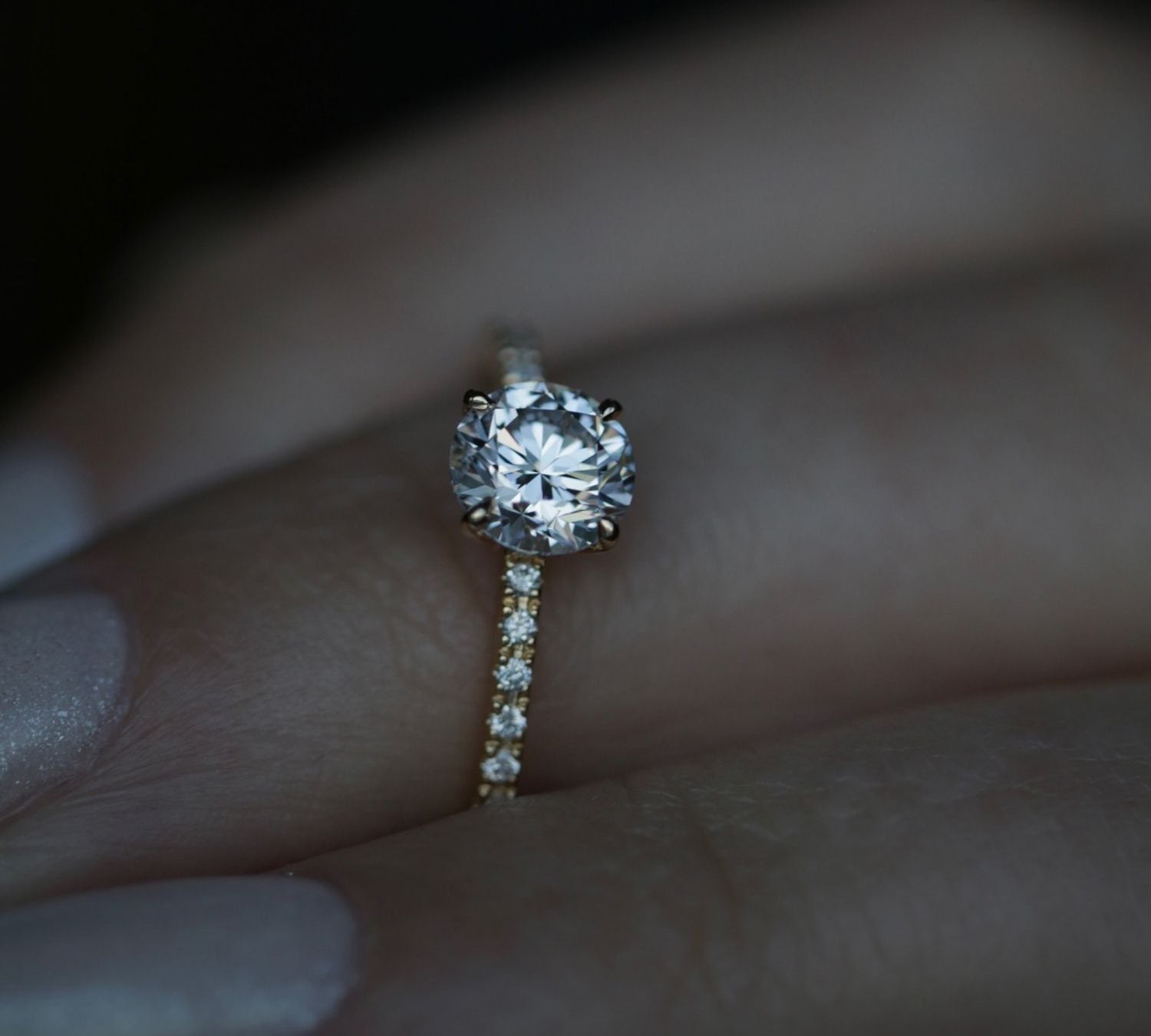 Round Cut Pave Lab Grown Diamond Engagement Ring