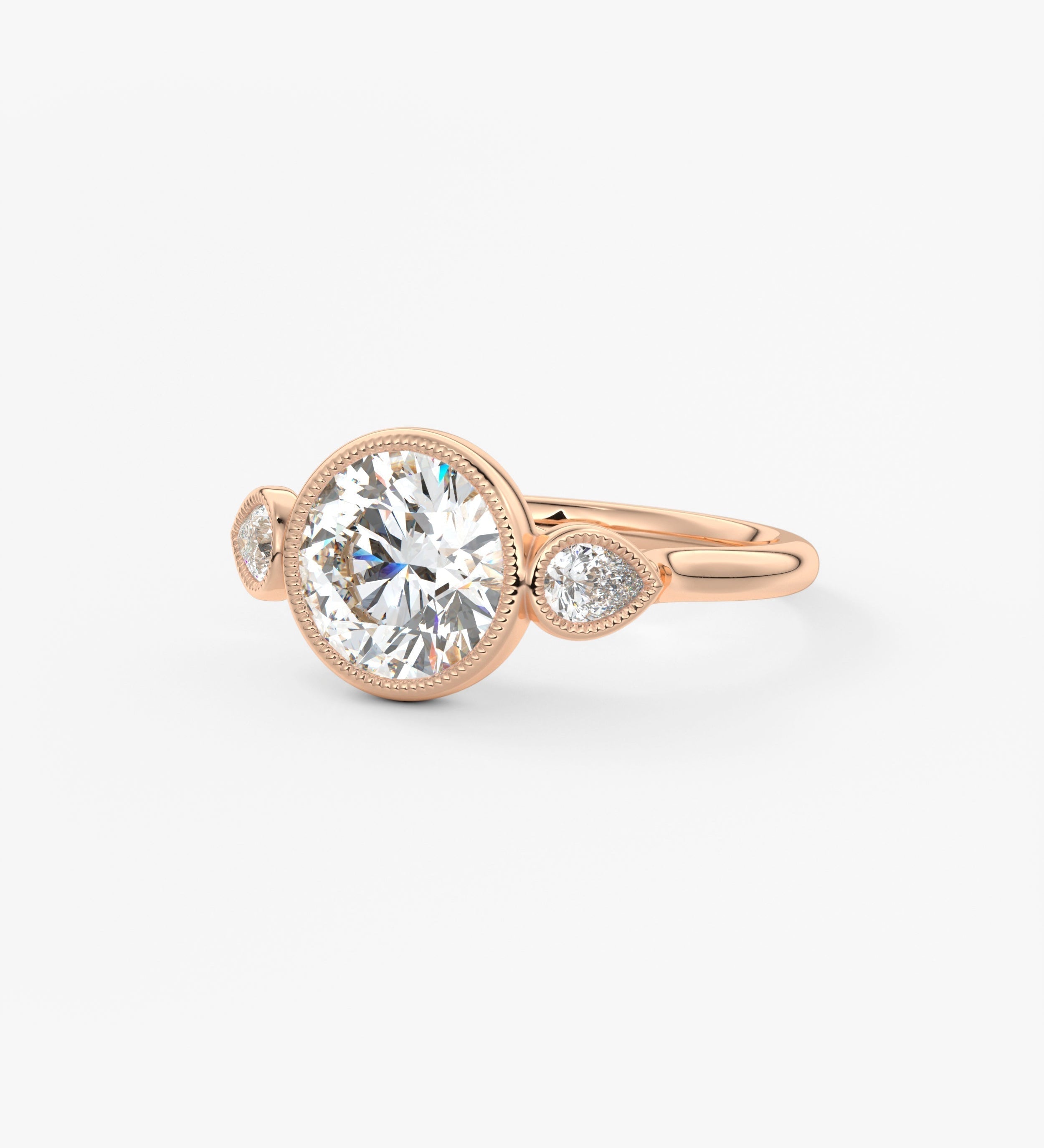 Round Three Stone Lab Grown Diamond Engagement Ring