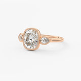 Elongated Cushion Three Stone Lab Grown Diamond Engagement Ring