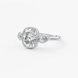 Elongated Cushion Three Stone Lab Grown Diamond Engagement Ring