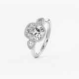 Elongated Cushion Three Stone Lab Grown Diamond Engagement Ring
