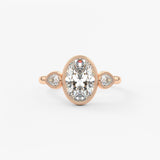 Oval Three Stone Lab Grown Diamond Engagement Ring