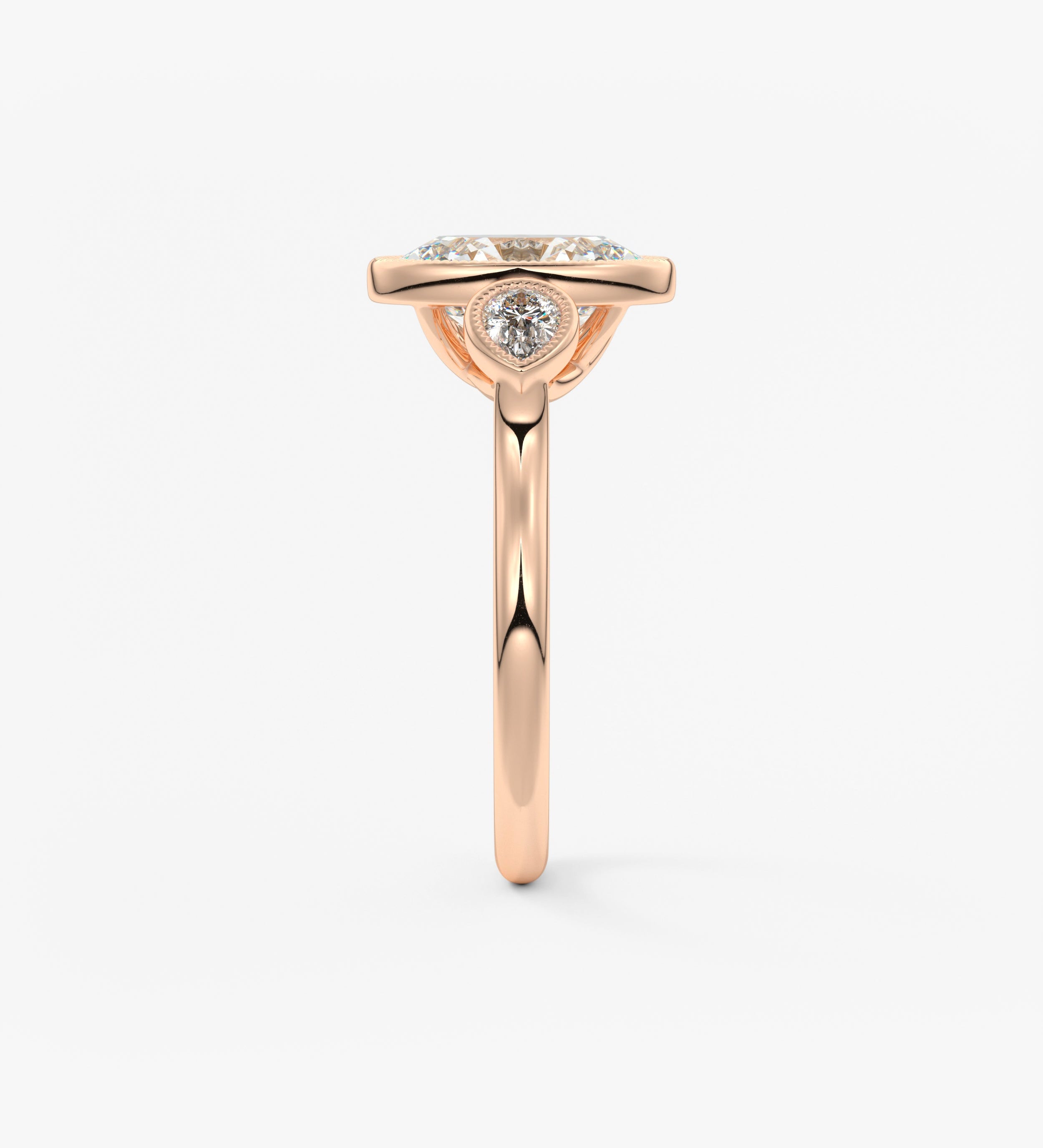 Oval Three Stone Lab Grown Diamond Engagement Ring
