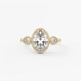 Oval Three Stone Lab Grown Diamond Engagement Ring