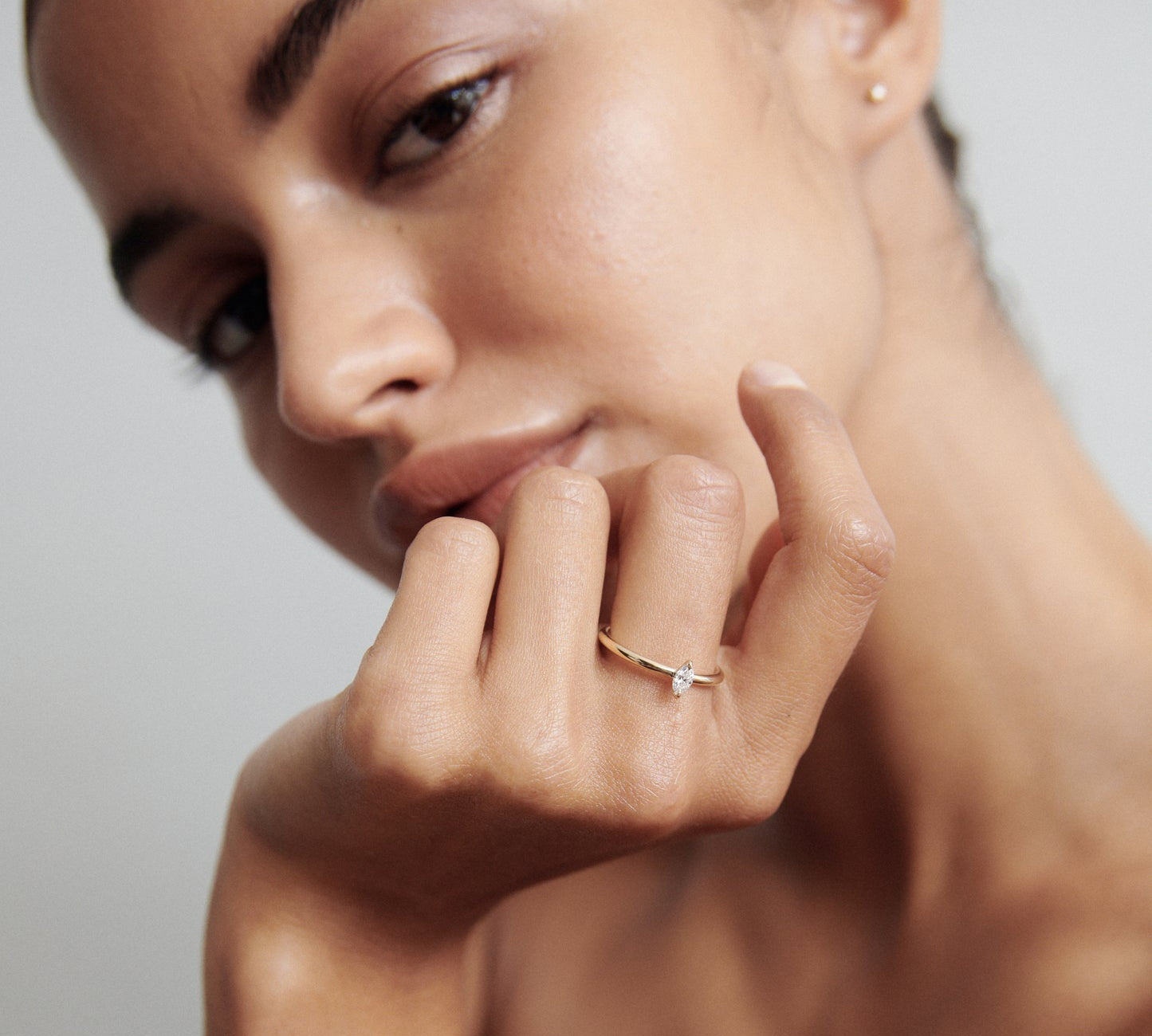 Stunning 0.10 CT Marquise Moissanite Engagement Ring with Solitaire Design