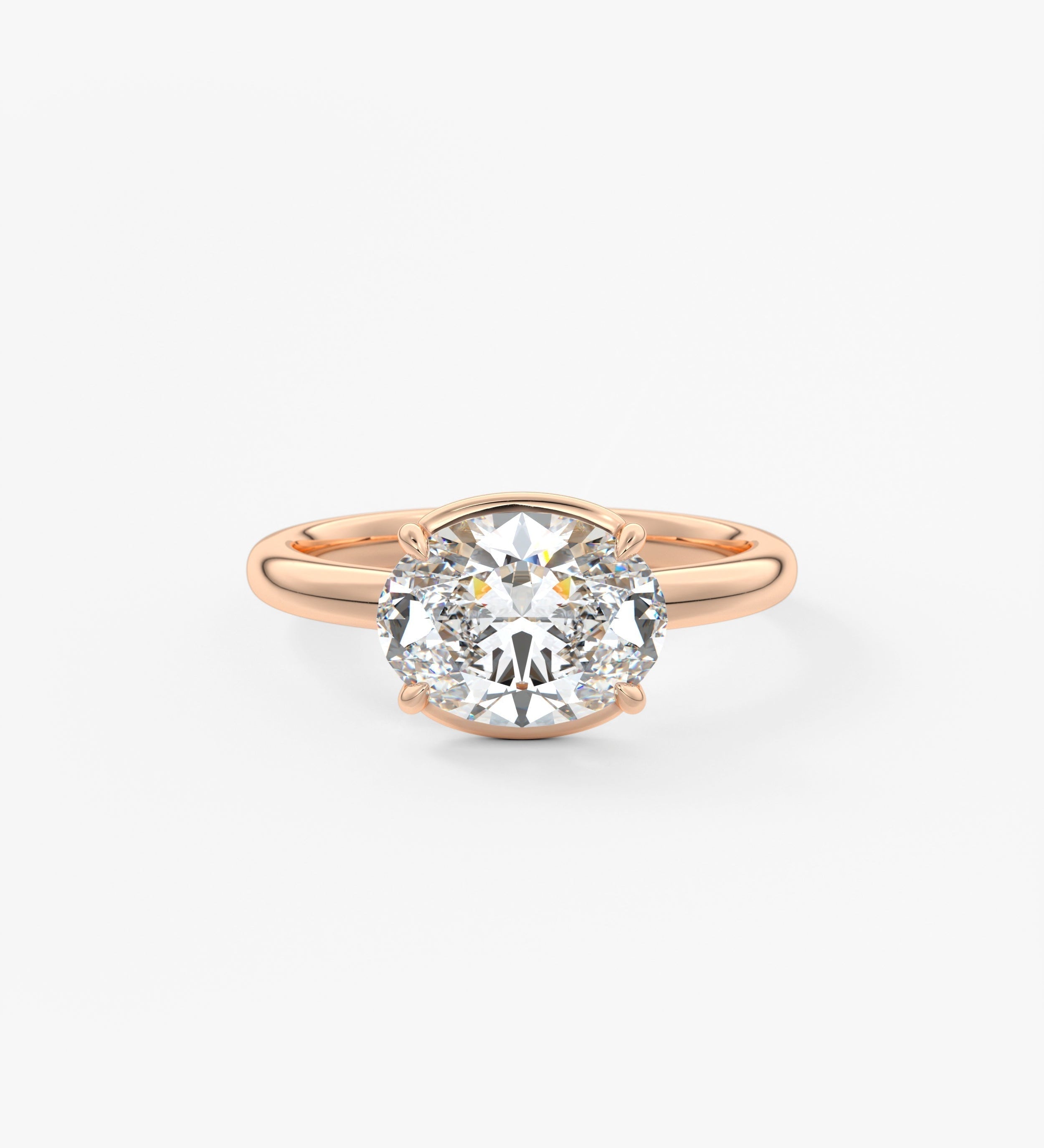 Oval Half Bezel Lab Grown Diamond Engagement Ring