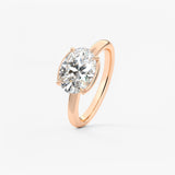 Oval Half Bezel Lab Grown Diamond Engagement Ring