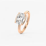 Old Mine Cushion Half Bezel Lab Grown Diamond Engagement Ring