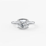 Old Mine Cushion Half Bezel Lab Grown Diamond Engagement Ring