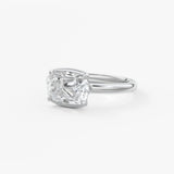 Old Mine Cushion Half Bezel Lab Grown Diamond Engagement Ring