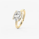 Old Mine Cushion Half Bezel Lab Grown Diamond Engagement Ring
