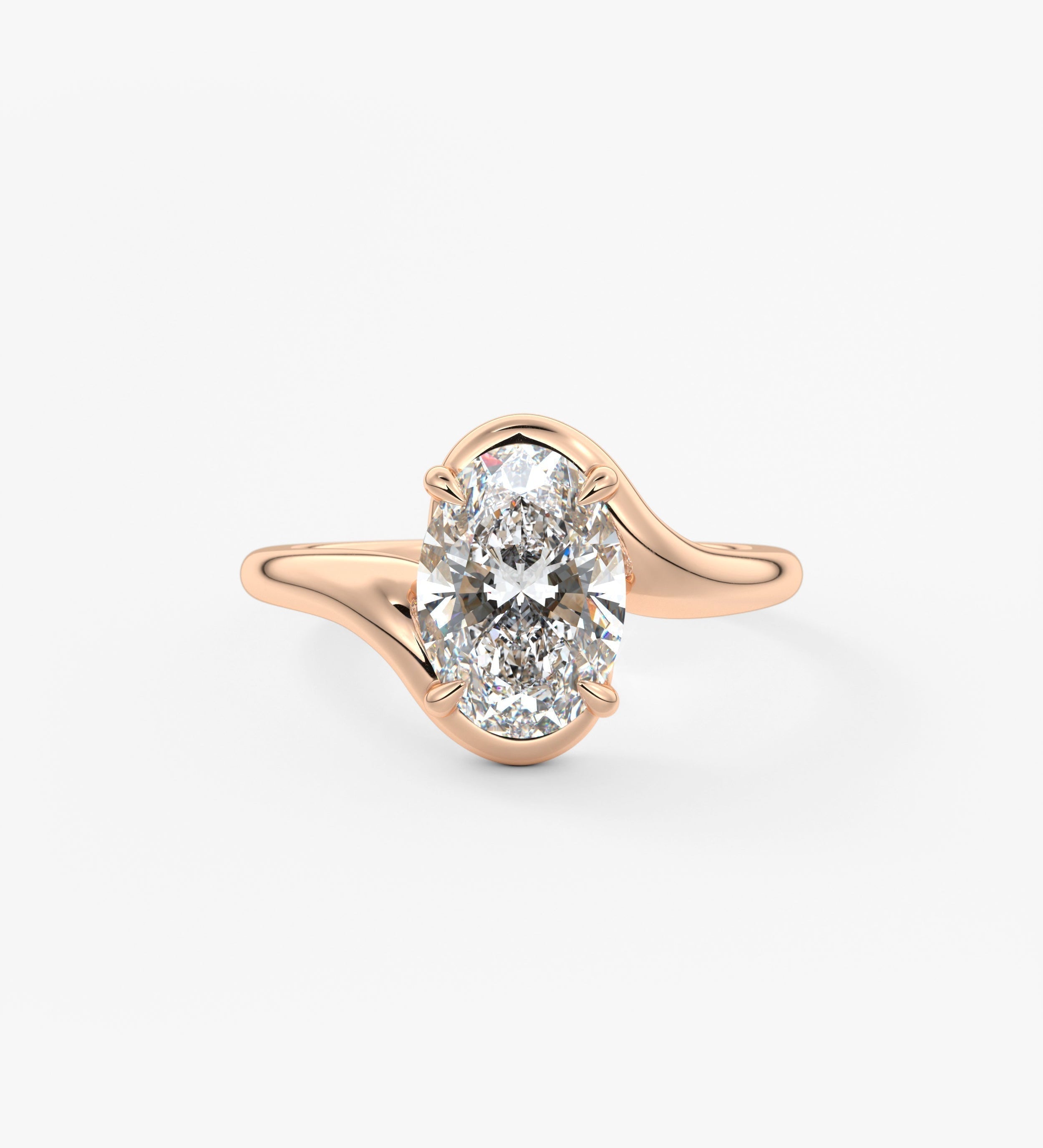 Oval Swirl Lab Grown Diamond Engagement Ring