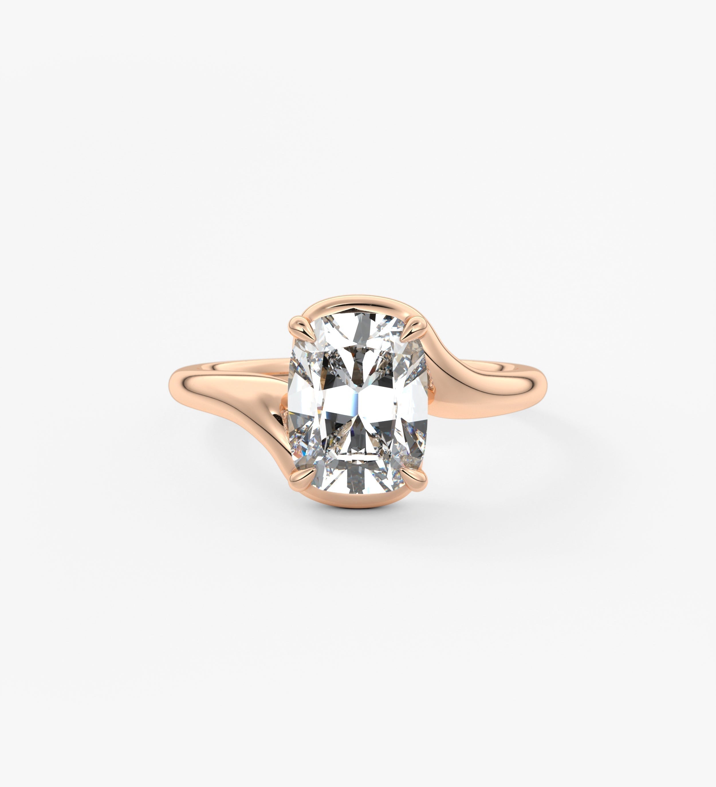 Cushion Swirl Lab Grown Diamond Engagement Ring