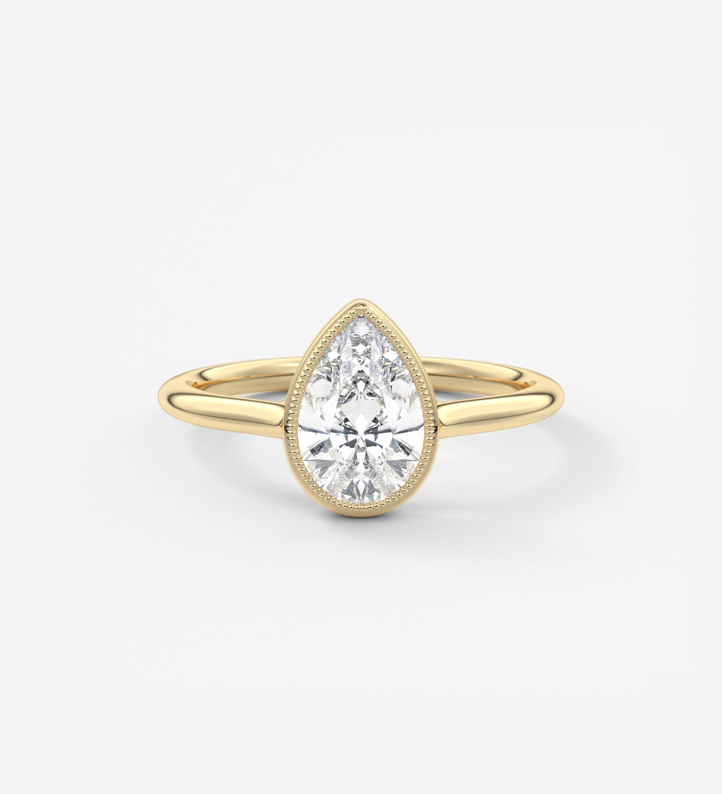 Pear Milgrain Bezel Lab Grown Diamond Engagement Ring