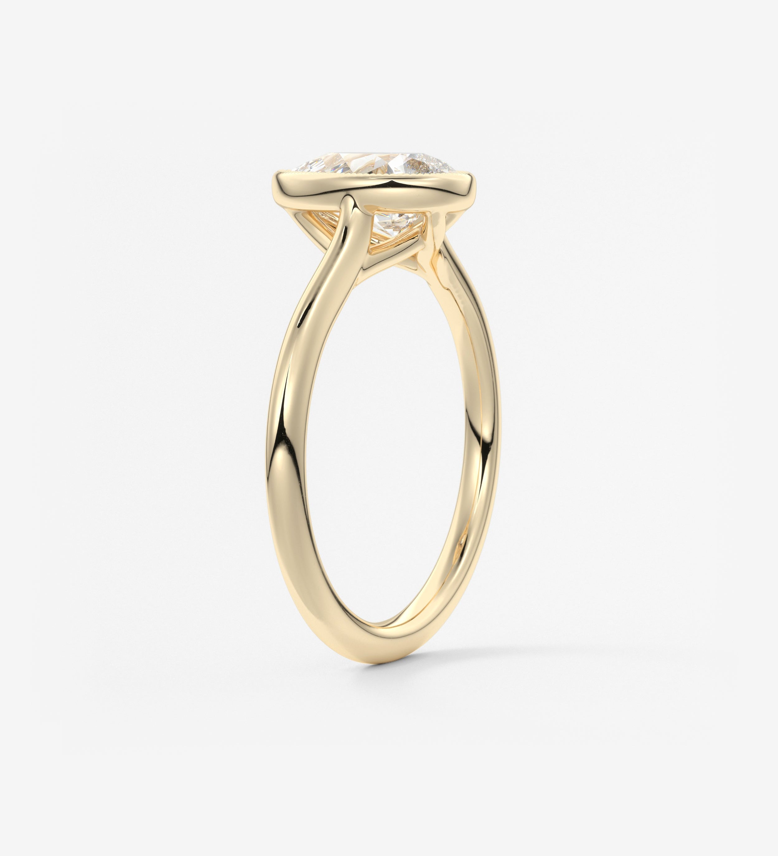 Pear Milgrain Bezel Lab Grown Diamond Engagement Ring