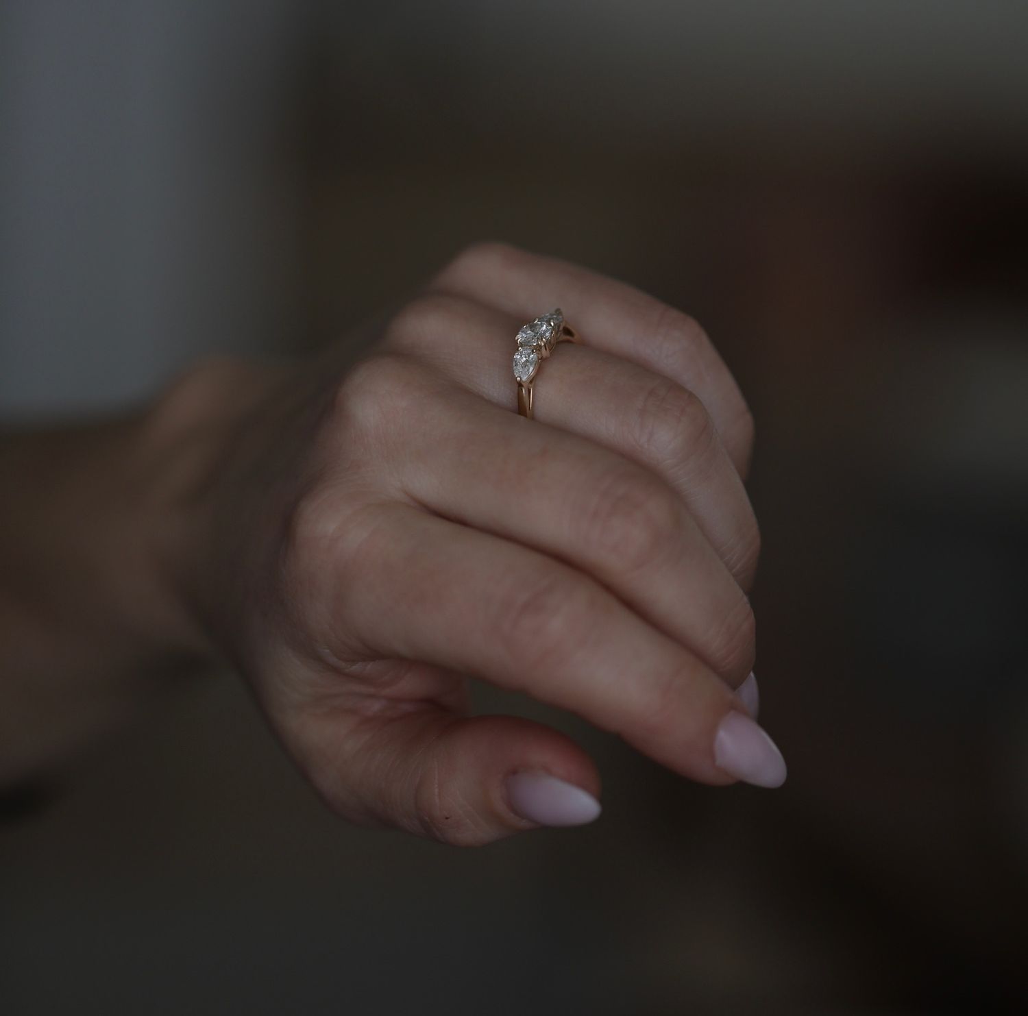 0.50 CT Round Three Stones Lab Grown Diamond Engagement Ring