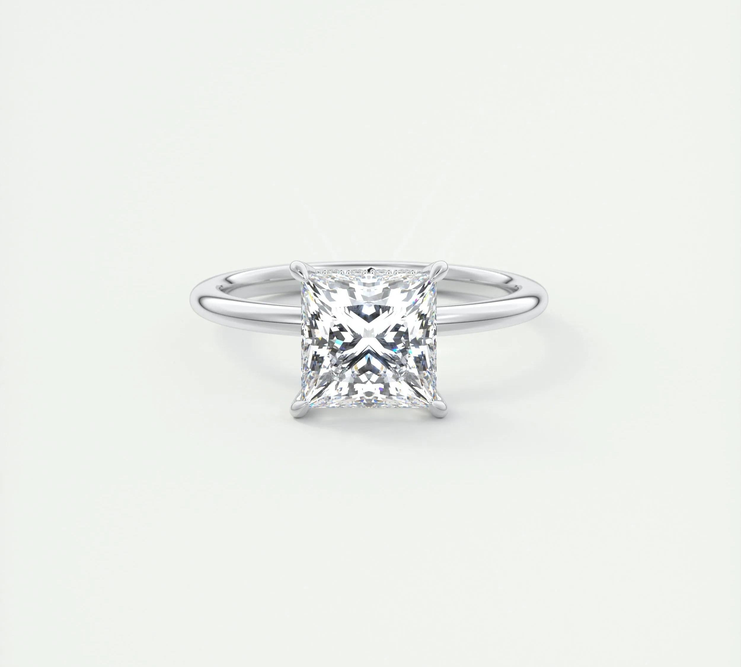 2 CT Princess Hidden Halo CVD F/VS1 Diamond Engagement Ring 1