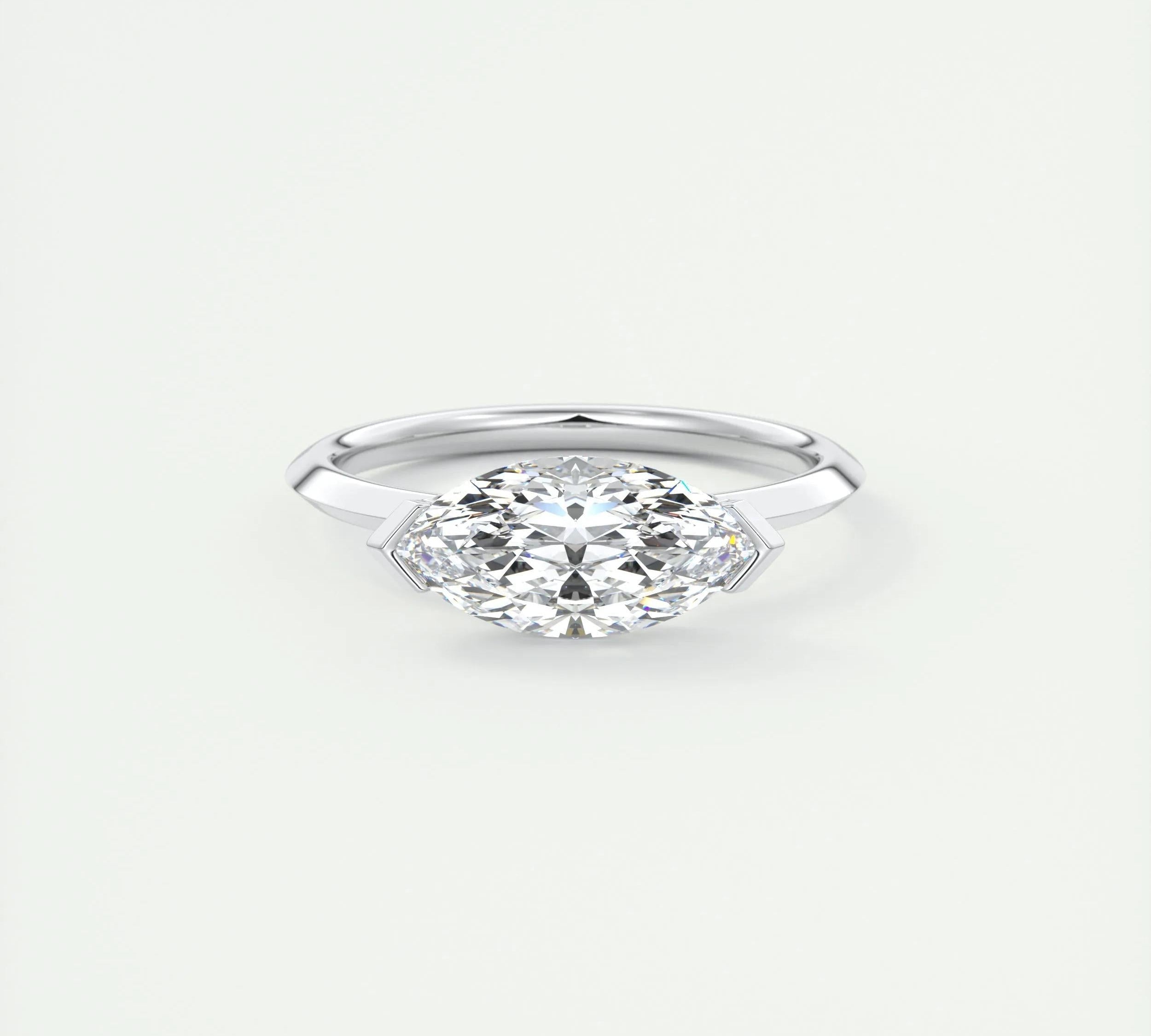 2 CT Marquise Half Bezel CVD F/VS1 Diamond Engagement Ring 1