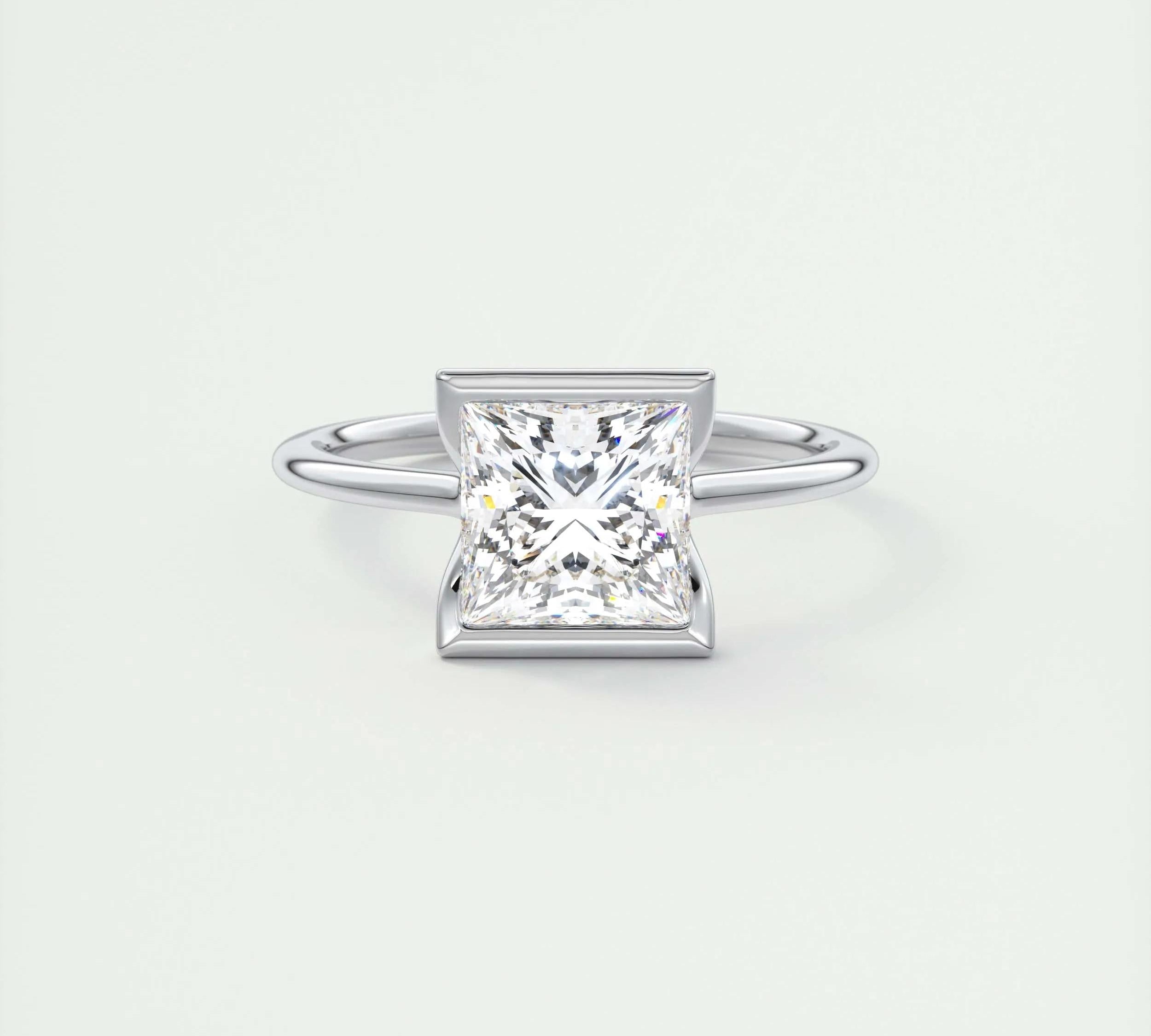 2 CT Princess Solitaire CVD F/VS1 Diamond Engagement Ring 1