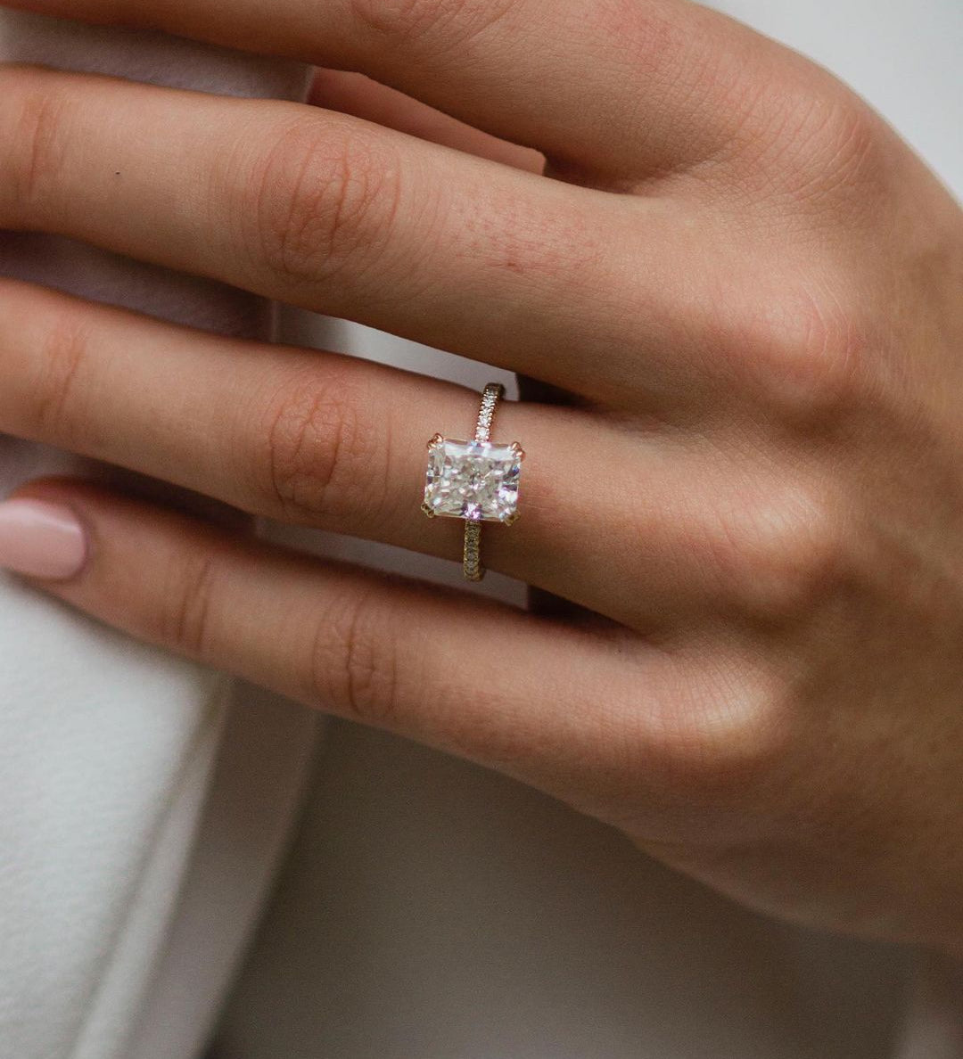 2.40 CT Radiant Solitaire Moissanite Engagement Ring 1