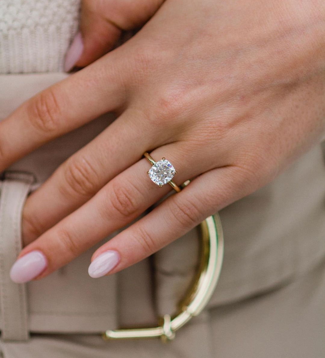 2.80 CT Cushion Solitaire Moissanite Engagement Ring 3