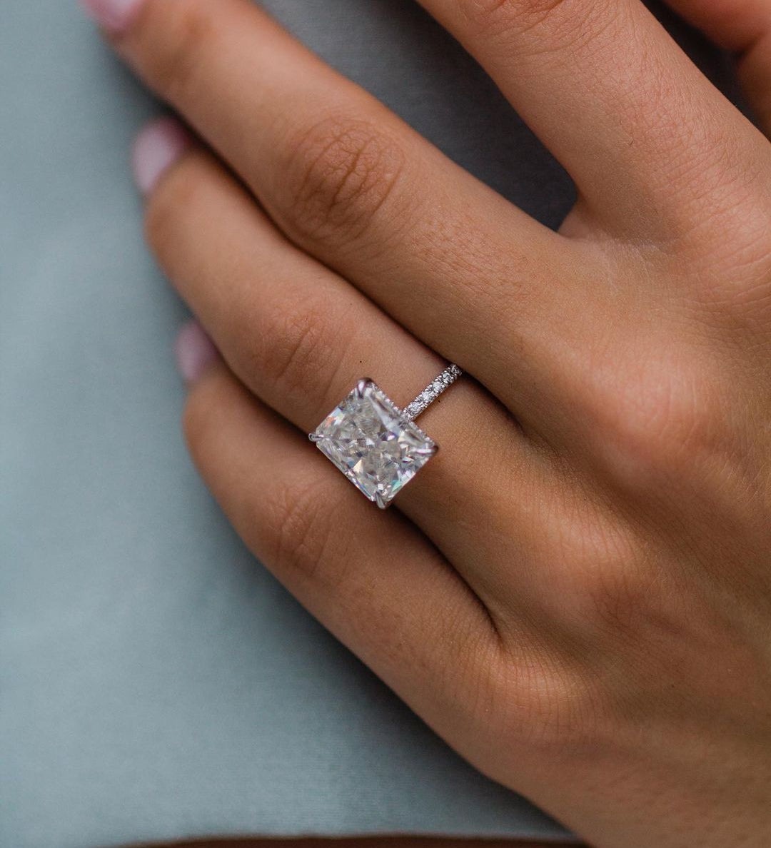 4.79 CT Radiant Solitaire Hidden Halo Moissanite Engagement Ring 1